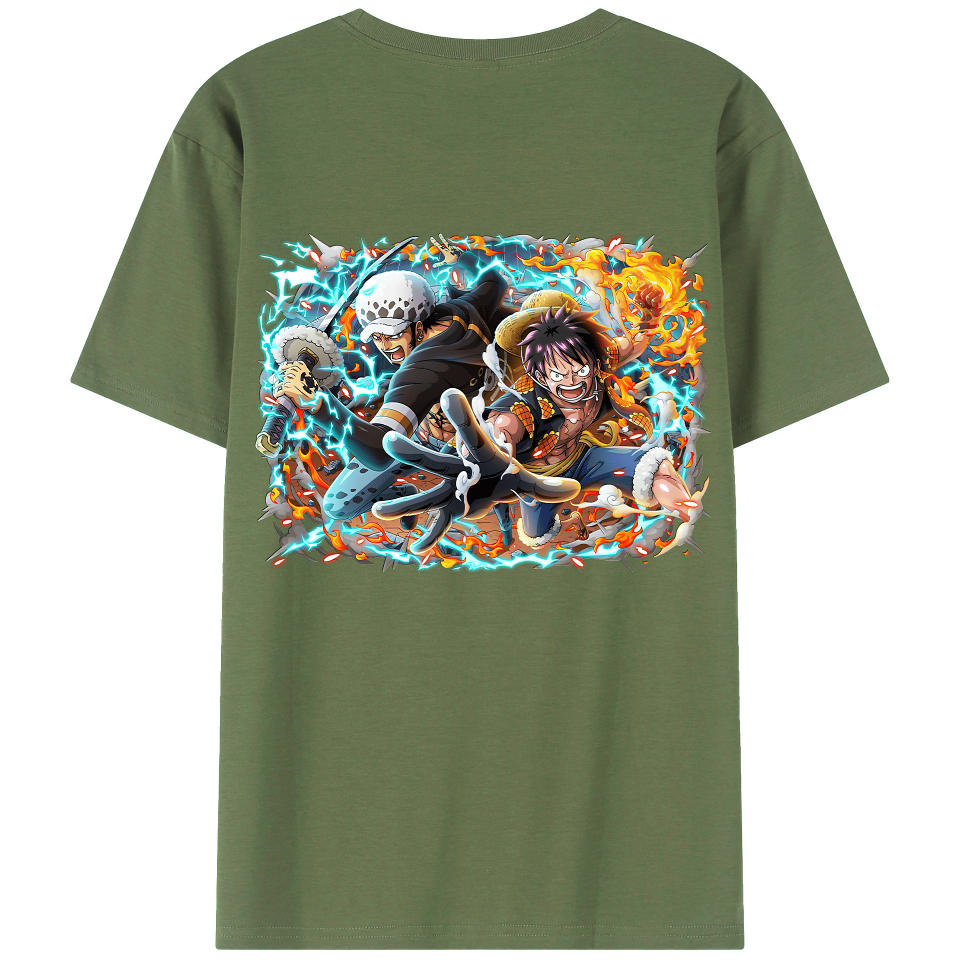 ワンピース モンキー・D・ルフィ ONE PIECE Monkey D. Luffy 綿100％ メンズ半袖Tシャツ（バックプリント） 通気性